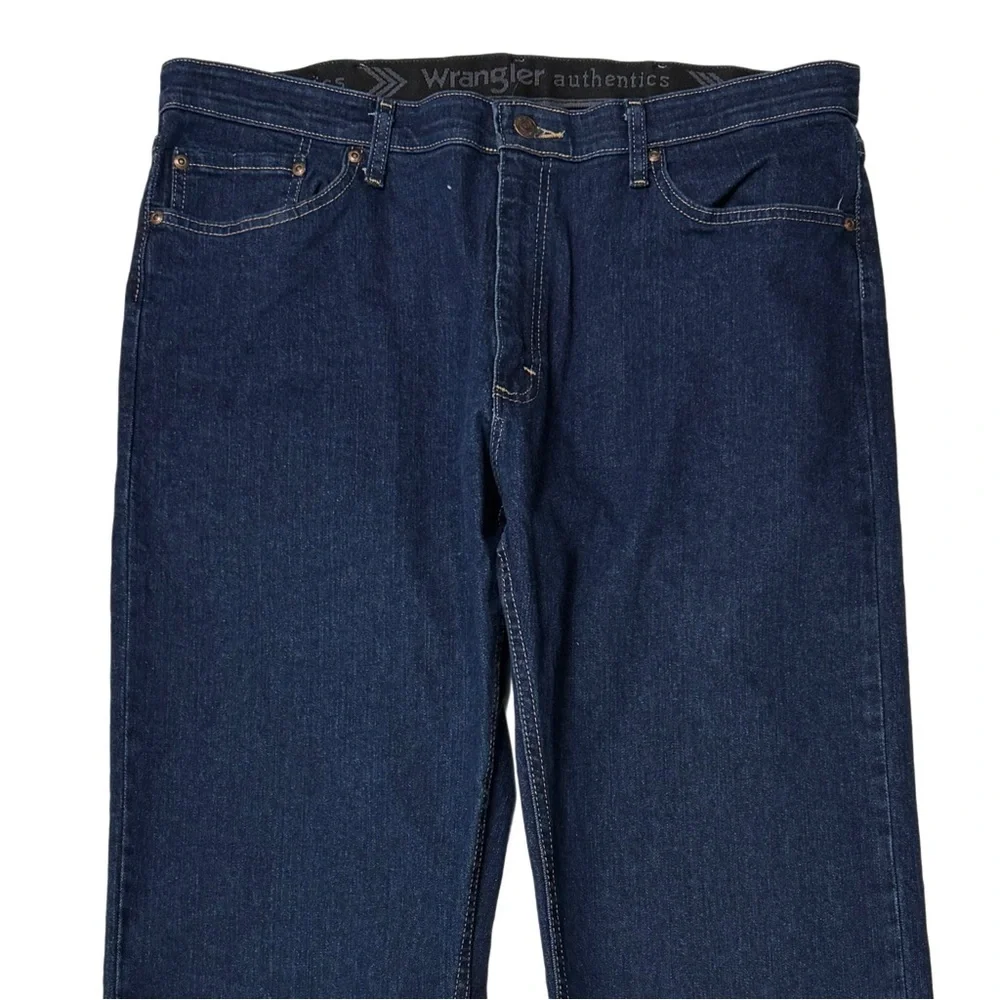{Wrangler Authentics} Dark Blue 36x32 Relaxed Straight Leg Denim Jeans
